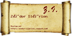 Zádor Ilárion névjegykártya
